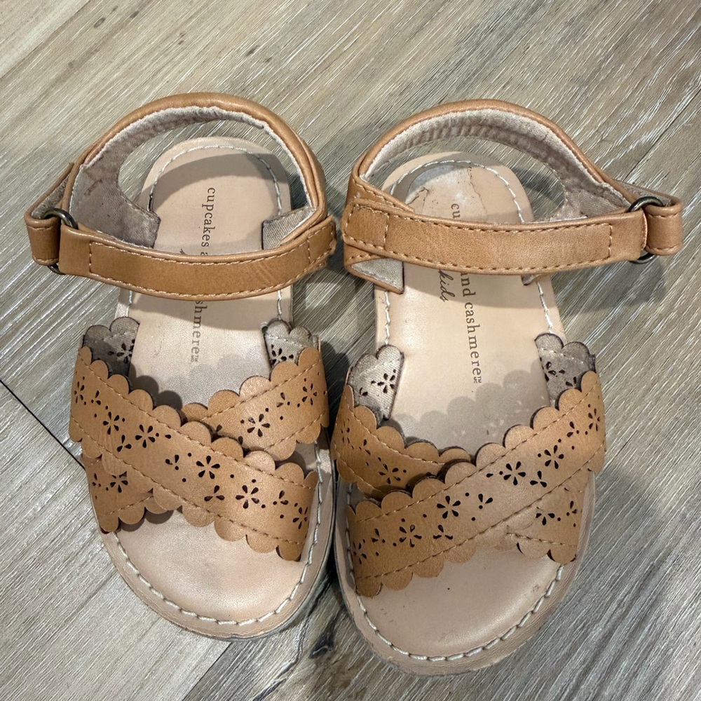 cupcakes & cashmere Tan Leather Kids Sandals